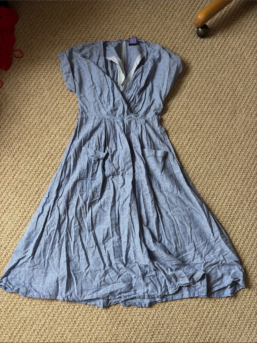 Women’s Light Blue V-Neck Maxi Dress with Pockets